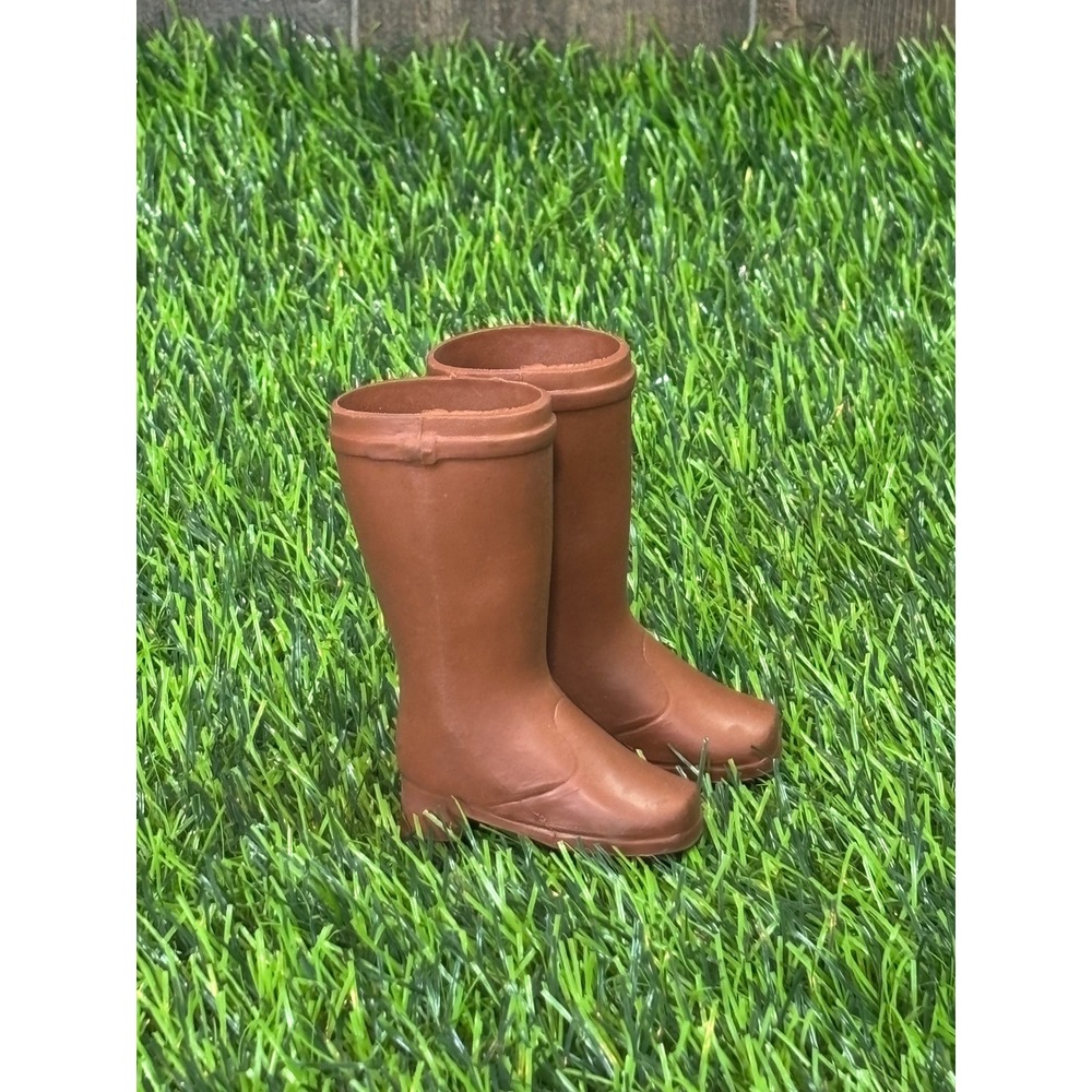 Vintage 1971 Ideal Doll Boots Brown Rubber Rain Riding Crissy